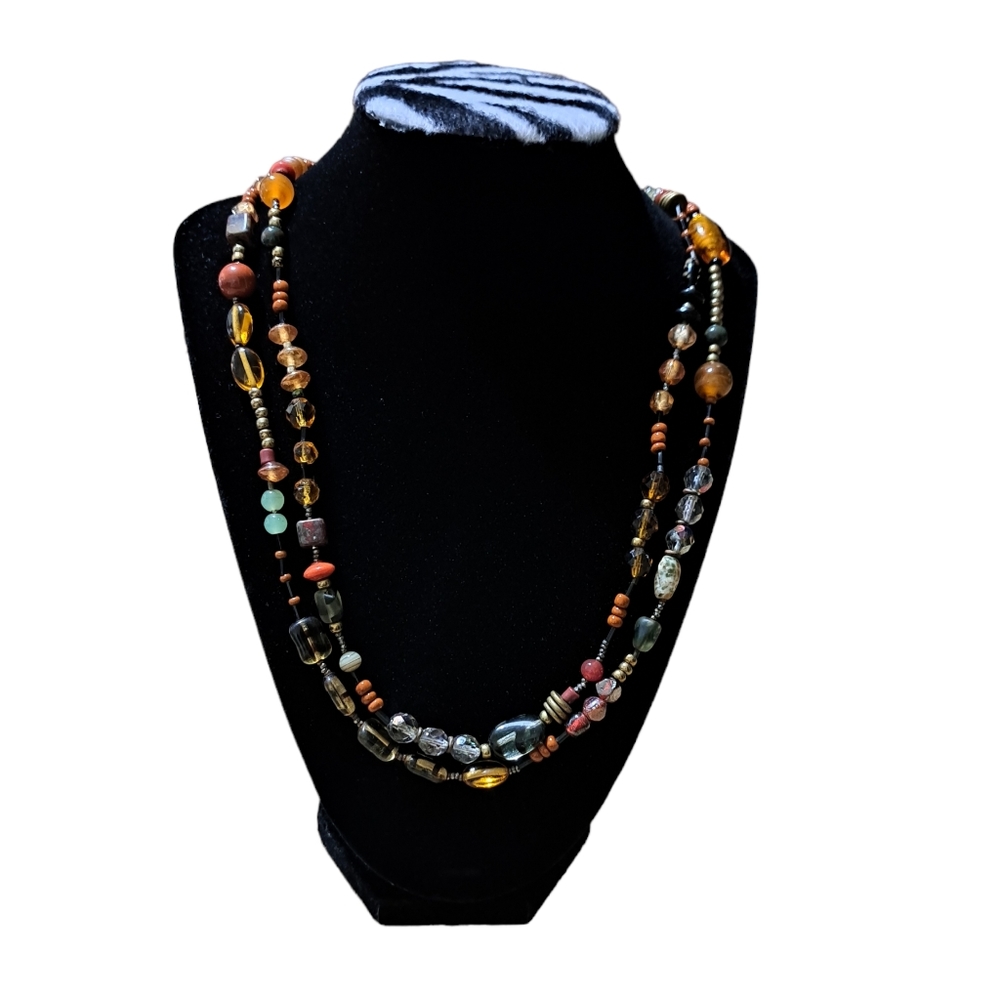 Handmade Women's Necklace Multicolored‎ Acrylic Stones Size 28 Inches